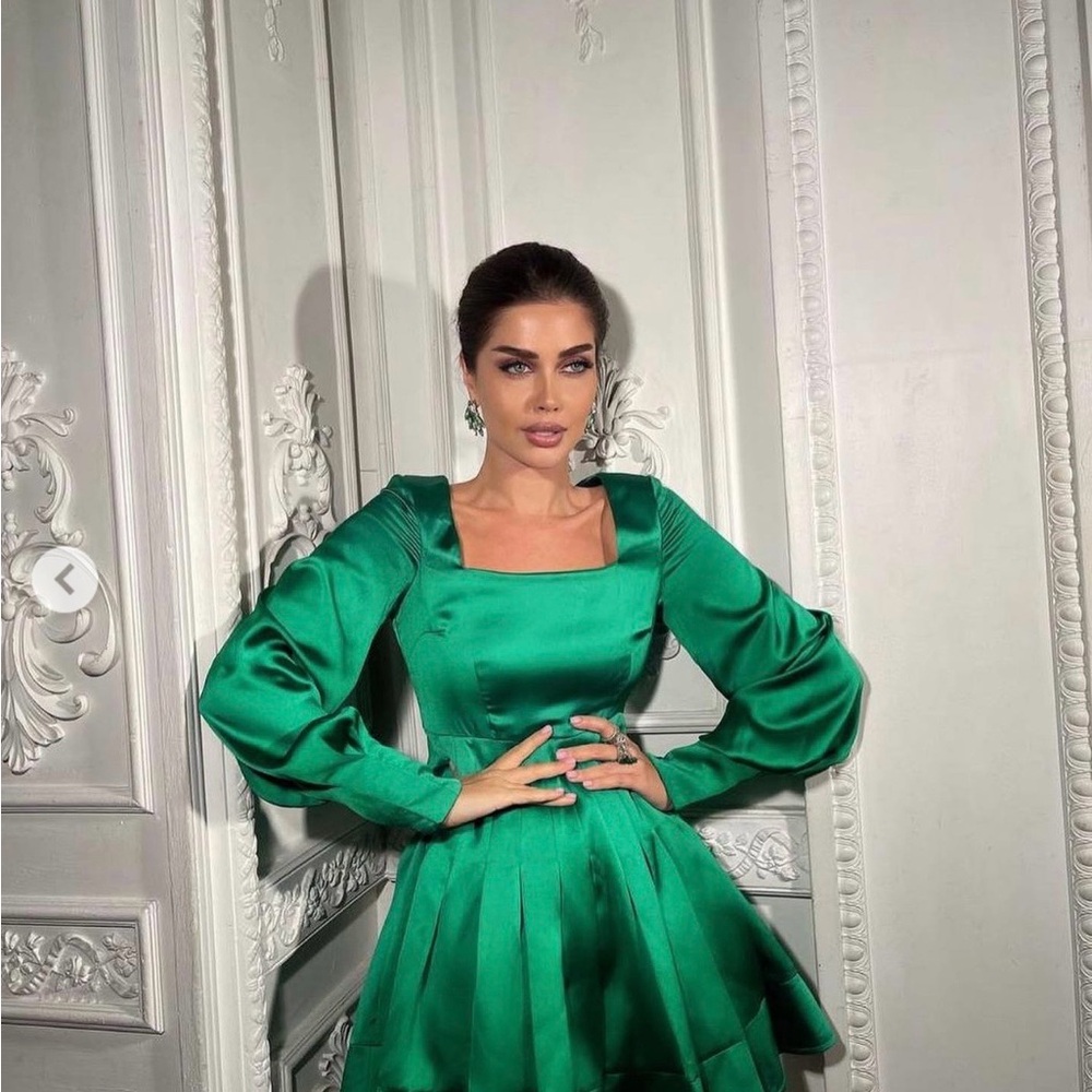 Elegant Green Satin Dress